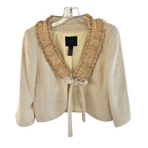 J.Crew Collection Raffia Collar Cropped Jacket • Coastal Chic Size 6